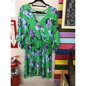 Colleen Lopez women’s spring midi dress size large petite new HSN green